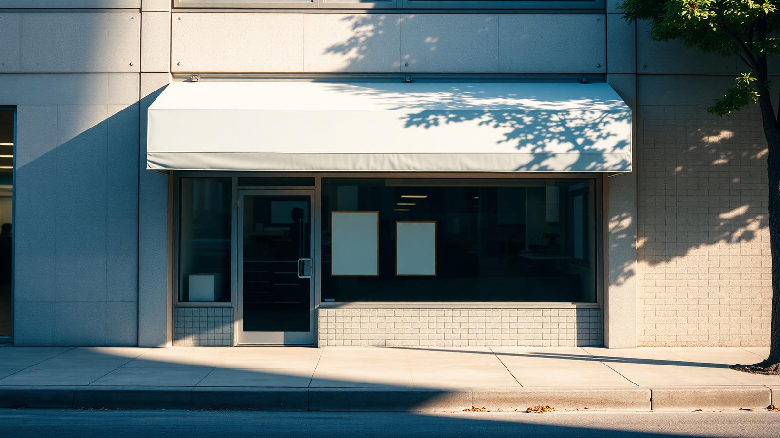 Freshly cleaned small commercial storefront and concrete sidewalk in Central Arkansas