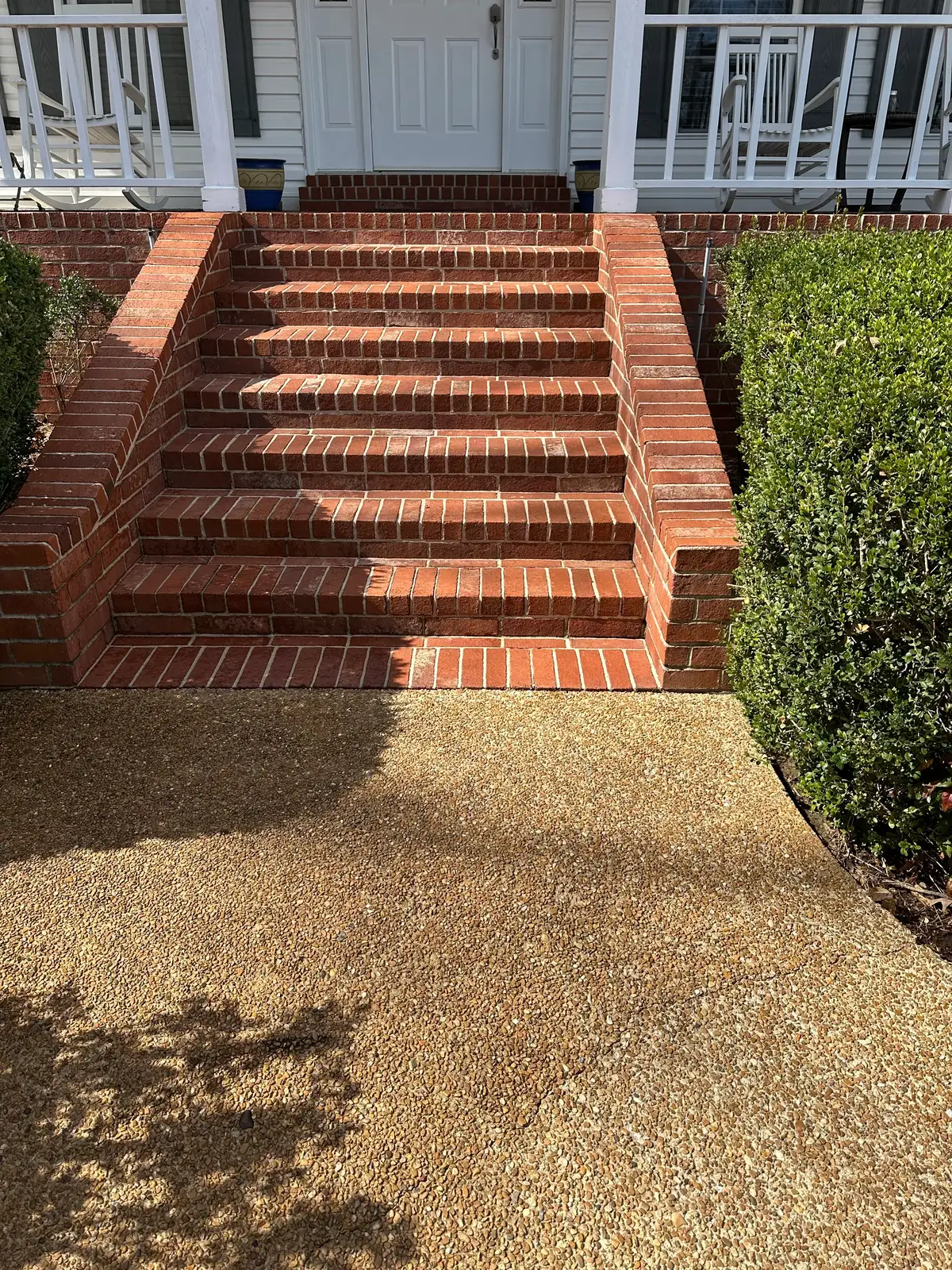 Professional brick step cleaning in Heber Springs, Arkansas — front porch