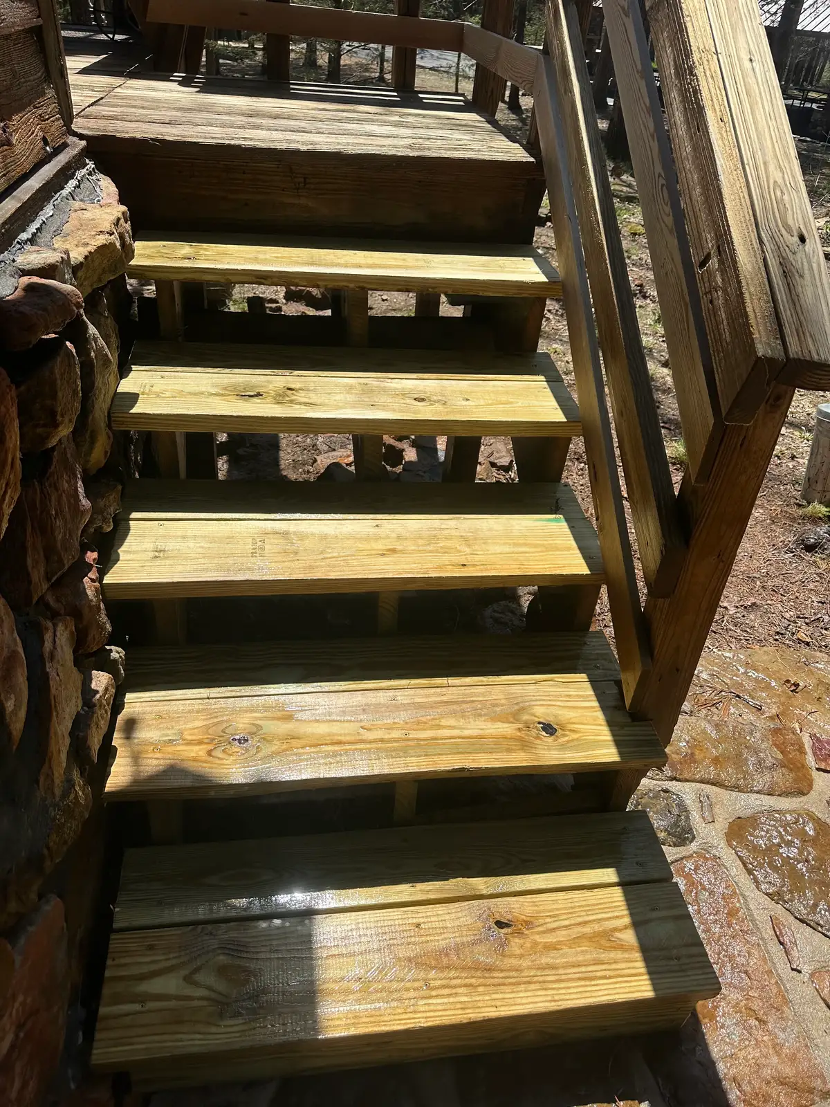 Professional cabin deck cleaning in Heber Springs, Arkansas — stair treads
