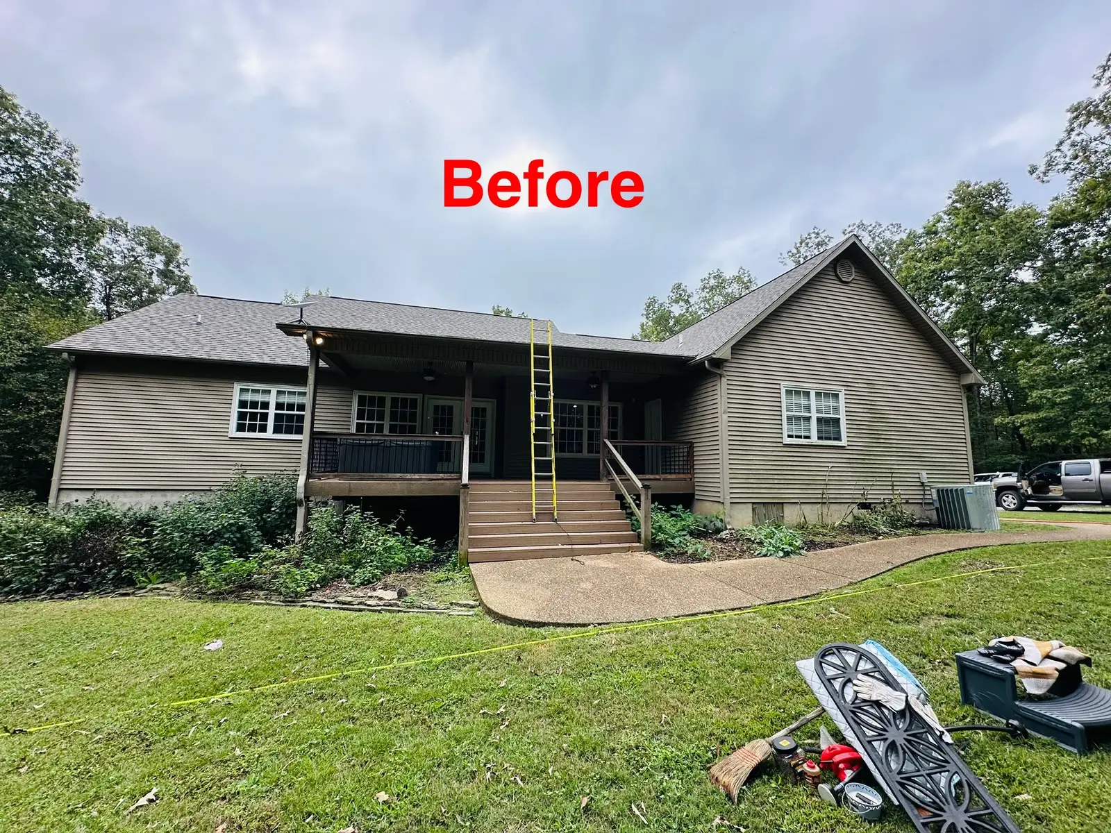 Professional house soft washing in Heber Springs, Arkansas — before